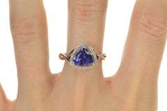 14K White Gold Trillion Iolite Diamond Halo Engagement Ring