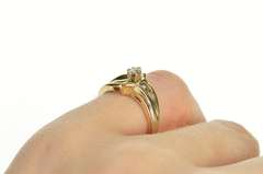 14K Yellow Gold Marquise Diamond Bypass Simple Promise Ring
