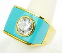 Sterling Vermeil Chunky Blue Turquoise Ring, 10