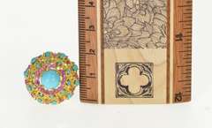 18K Yellow Gold Ornate Turquoise Ruby Statement Cocktail Ring