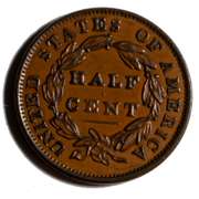 1834 Very Near Uncirculated Half Cent