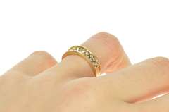 14K Yellow Gold 0.60 Ctw Triangle Diamond Wedding Band Ring