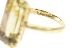 10K Yellow Gold Emerald Cut Smoky Quartz Solitaire Statement Ring