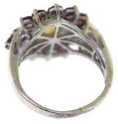 Sterling Silver Opal And Pink Sapphires Ring