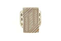 Sterling Silver Squared Geometric Ornate Statement Signet Ring
