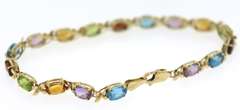 Gorgeous Yellow Gold Multi Gemstone Bracelet