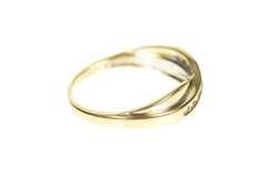 10K Yellow Gold Wavy Channel Criss Cross Diamond Band Ring