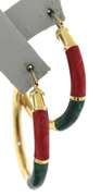 Wonderful Red & Green Enamel Hoop Earrings
