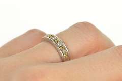 14K White Gold Two Tone Diamond Leaf Pattern Wedding Band Ring