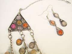 Very Charming Ethnic Multi Gemstone Necklace Set