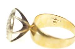 10K Yellow Gold 1960's Retro Round Diamond Raised Cluster Ring