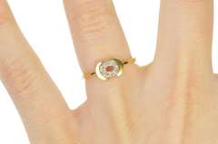 18K Yellow Gold Oval Diamond Inset Geometric Statement Ring