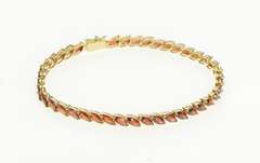14K Yellow Gold Marquise Garnet Encrusted Fancy Tennis Bracelet