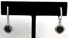 14K White Gold Black & White Diamond Earrings