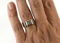 14K Yellow Gold 0.36 Ct Men's Diamond Retro Solitaire Wedding Ring