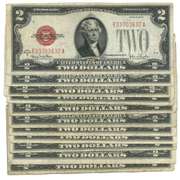 Nice Lot of 11 Series of 1928 Small Size $5 Red Seal Notes
