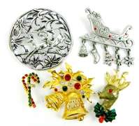 Festive Collection of Vintage Christmas Pins