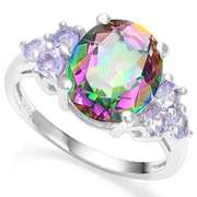 Mystic Gemstone and Tanzanite Ring