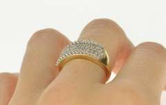 14K Yellow Gold Tiered Diamond Encrusted Pave Statement Band Ring