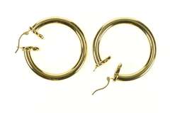 14K Yellow Gold 26.0mm Round Statement Classic Hollow Hoop Earrings