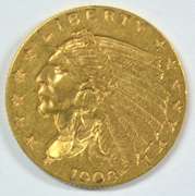 Lovely 1908 US $2.50 Indian Gold Piece