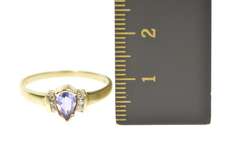 10K Yellow Gold Pear Tanzanite Diamond Accent Engagement Ring