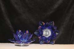 Pair Blue Lotus Candleholder