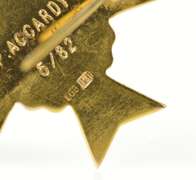 14K Yellow Gold Nassau Community College Enamel Cross Lapel Pin/Brooch