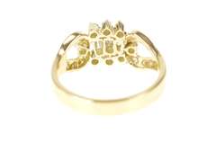 14K Yellow Gold Unique Baguette Diamond Cluster Engagement Ring