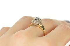 14K Yellow Gold 1.21 Ctw Oval Sapphire Diamond Halo Engagement Ring