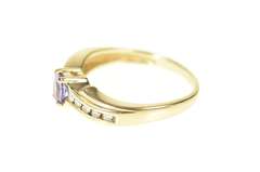 10K Yellow Gold Oval Tanzanite Diamond Accent Wavy Ring