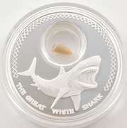 2014 Tokelau $5 Great White Shark 1 Oz .999 Silver Prooflike Coin Box