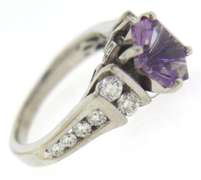 Fancy Cut Amethyst & Channel Set Diamond Ring