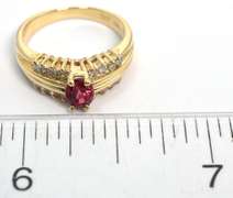 Vibrant Red Spinel & Diamond Ring in 14KT Yellow Gold