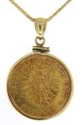Unique 20kt YG 20 Mark Deutsches Coin Pendant on Chain