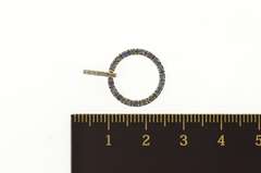 10K White Gold Sapphire Diamond Encrusted Ring Circle Drop Pendant