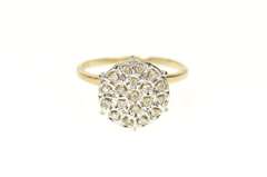 10K Yellow Gold Round Diamond Raised Retro Statement Ring