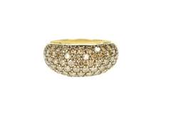 10K Yellow Gold 0.98 Ctw Pave Light Brown Diamond Statement Ring