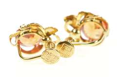 14K Yellow Gold 1960's Retro Sim. Mexican Fire Opal ScrewBack Earrings