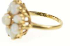 10K Yellow Gold Victorian Natural Opal Halo Statement Cocktail Ring