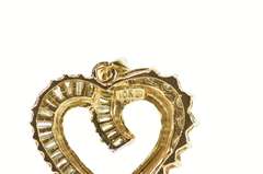 10K Yellow Gold 0.68 Ctw Baguette Diamond Curvy Heart Love Pendant