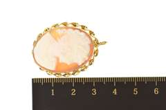 Gold Filled Retro Carved Shell Cameo Lady Ornate Pendant/Pin