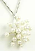 Vintage Sterling Pearl Snowflake Necklace