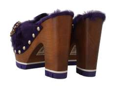 DOLCE & GABBANA  Purple Xiangao Fur Crystal Mules