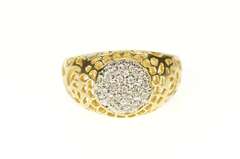 10K Yellow Gold Scroll Filigree Graduated Diamond Statement Ring