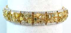 14K White & Yellow Gold Multi-Colored Diamond Bracelet.