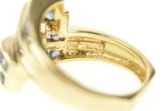 14K Yellow Gold 0.52 Ctw Sapphire Squared Tiered Statement Ring