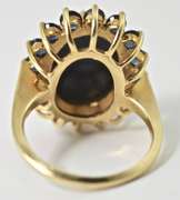 Stunning 14K Modern Laser-Cut Cameo & Sapphire Ring