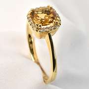 Lovely Citrine & Diamond Ring in 14 Yellow Gold