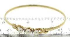 Pretty 14kt YG Pearl and Diamond Accent Bangle Bracelet